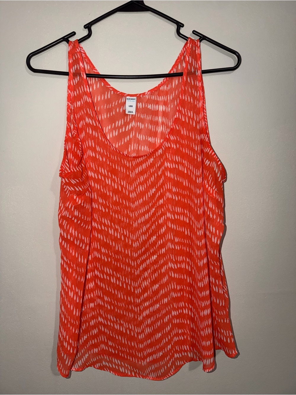 Old Navy Women’s Large Orange White Printed Sleeveless Tank Top